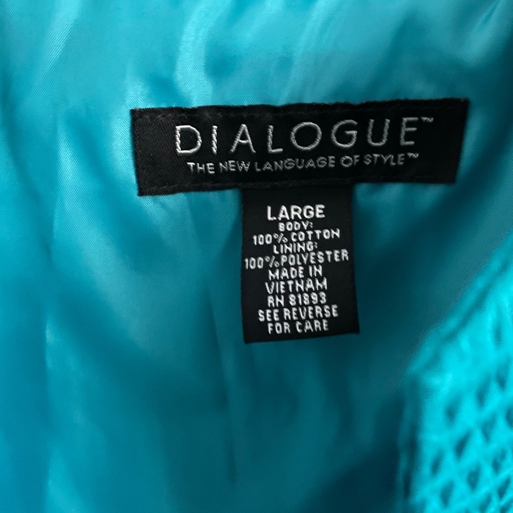 Dialogue Blue Turquoise Cotton Textured Open Blazer Nwot View 4